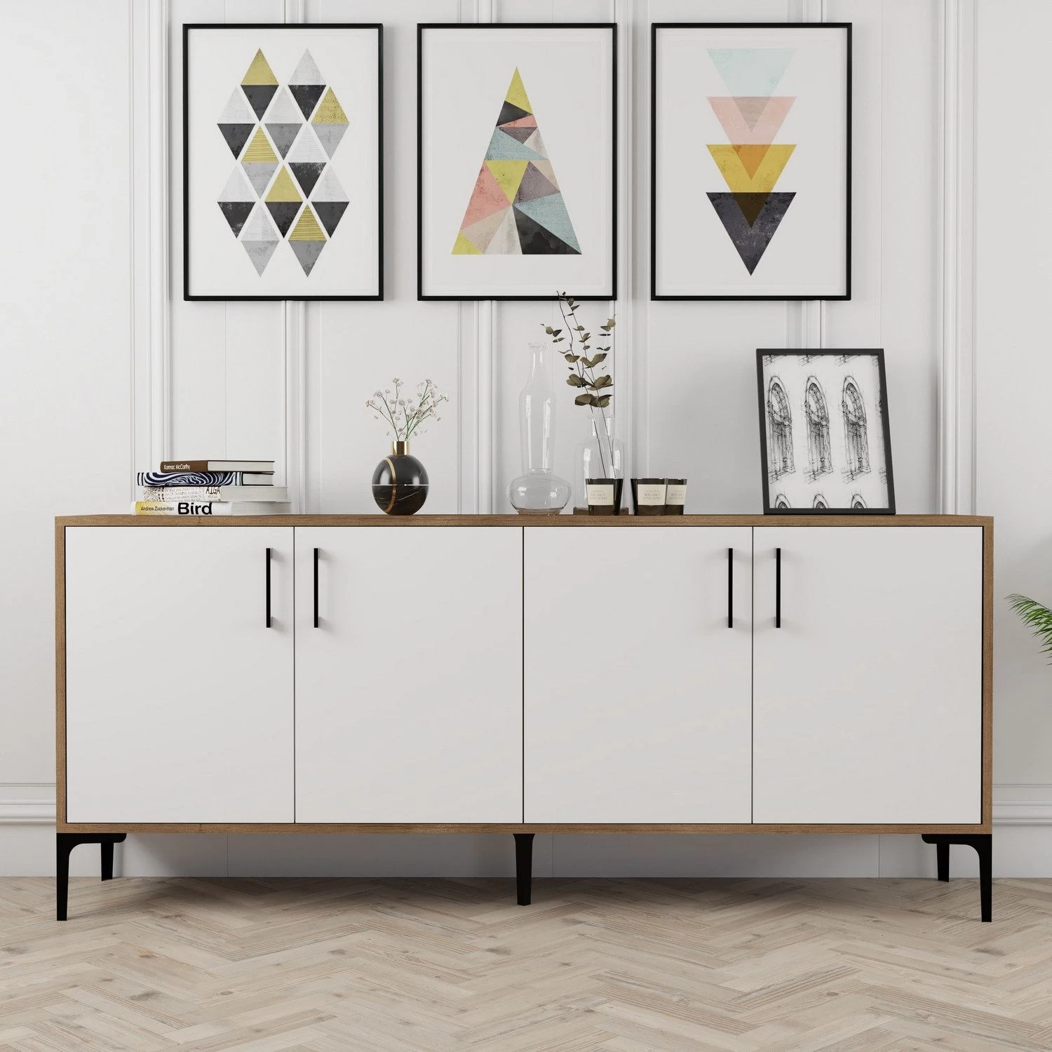 DKK Dressoir Kiev Walnoot Wit 3 DKK Dressoir Kiev Walnoot Wit