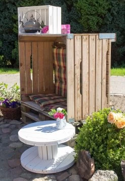 Witte Bijzettafel Kabelhaspel Hout 26xØ60