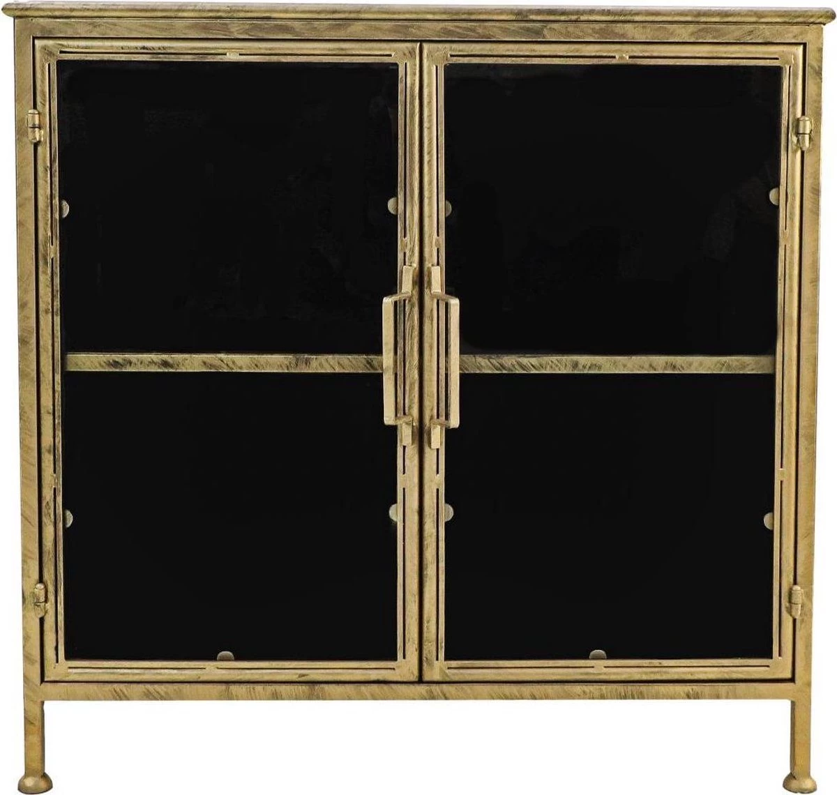 Vitrinekast Fletcher - Antique Gold - Metaal/glas - 93x42x90 Cm