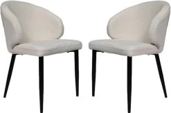 Eetkamerstoel Yuna - Creme - Teddy/metaal - Set Van 2 -Meubelserie Winkel 1200x793