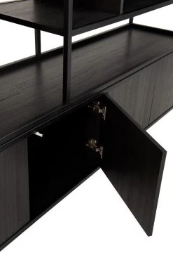 Industrieel Zwarte Rek 5 Planken En 4 Deuren -Meubelserie Winkel 18947157f75eaae78aacafc62a3762647833bb7182f12df8a4c3b599640eb916