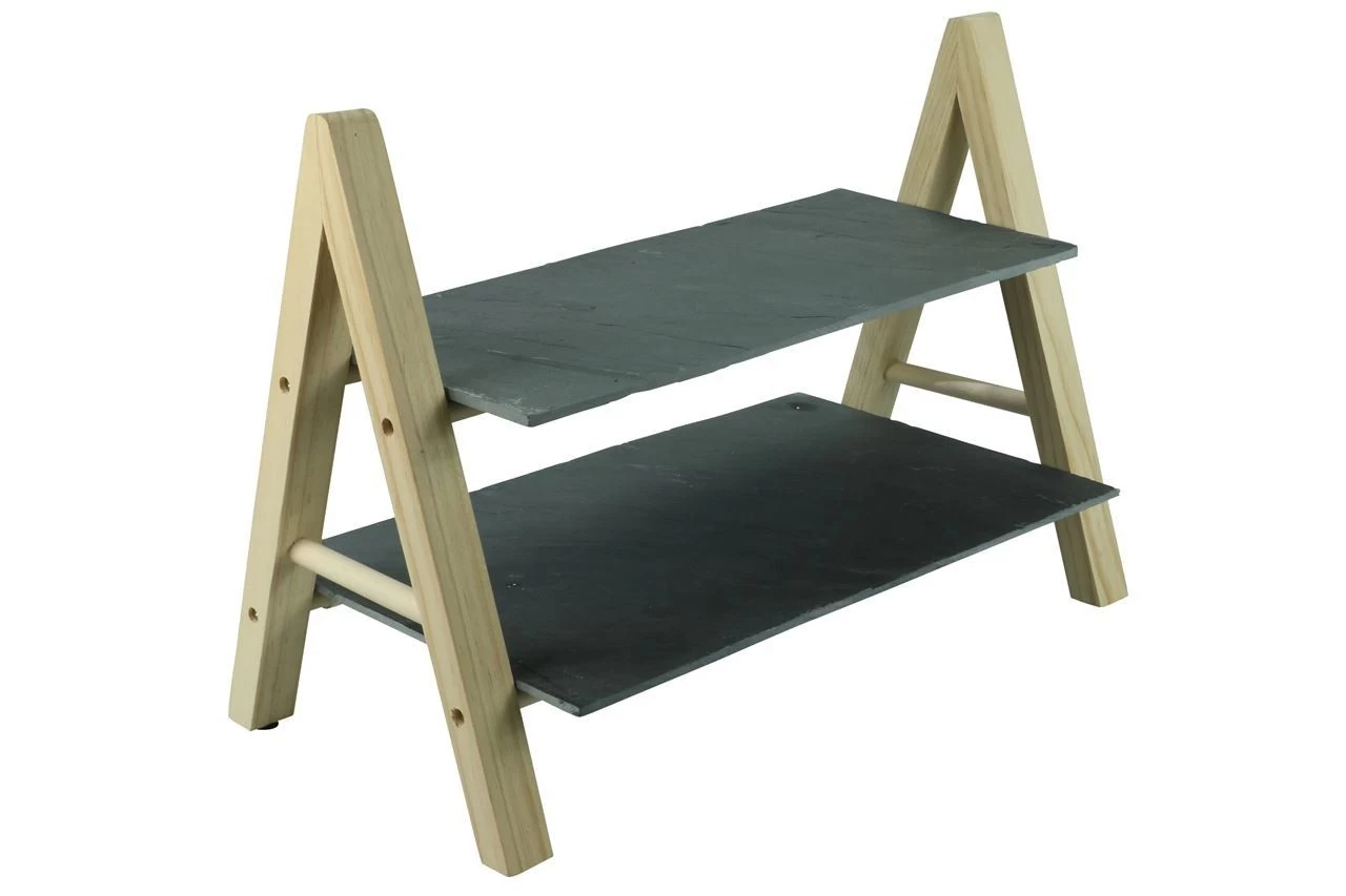 Etagere 2 Laags Hout En Leistein 4 Etagere 2 Laags Hout En Leistein - Afbeelding 2