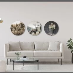 Muurcirkel Set Van 3 Landschap Lichte Kleuren