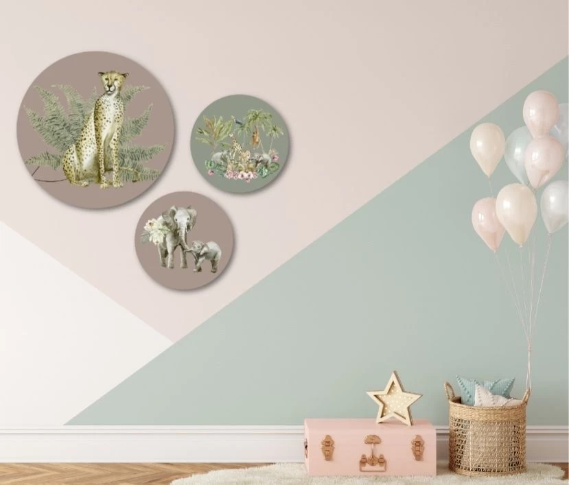 Muurcirkel Set Van 3 Kinderkamer Jungle 3 Muurcirkel Set Van 3 Kinderkamer Jungle