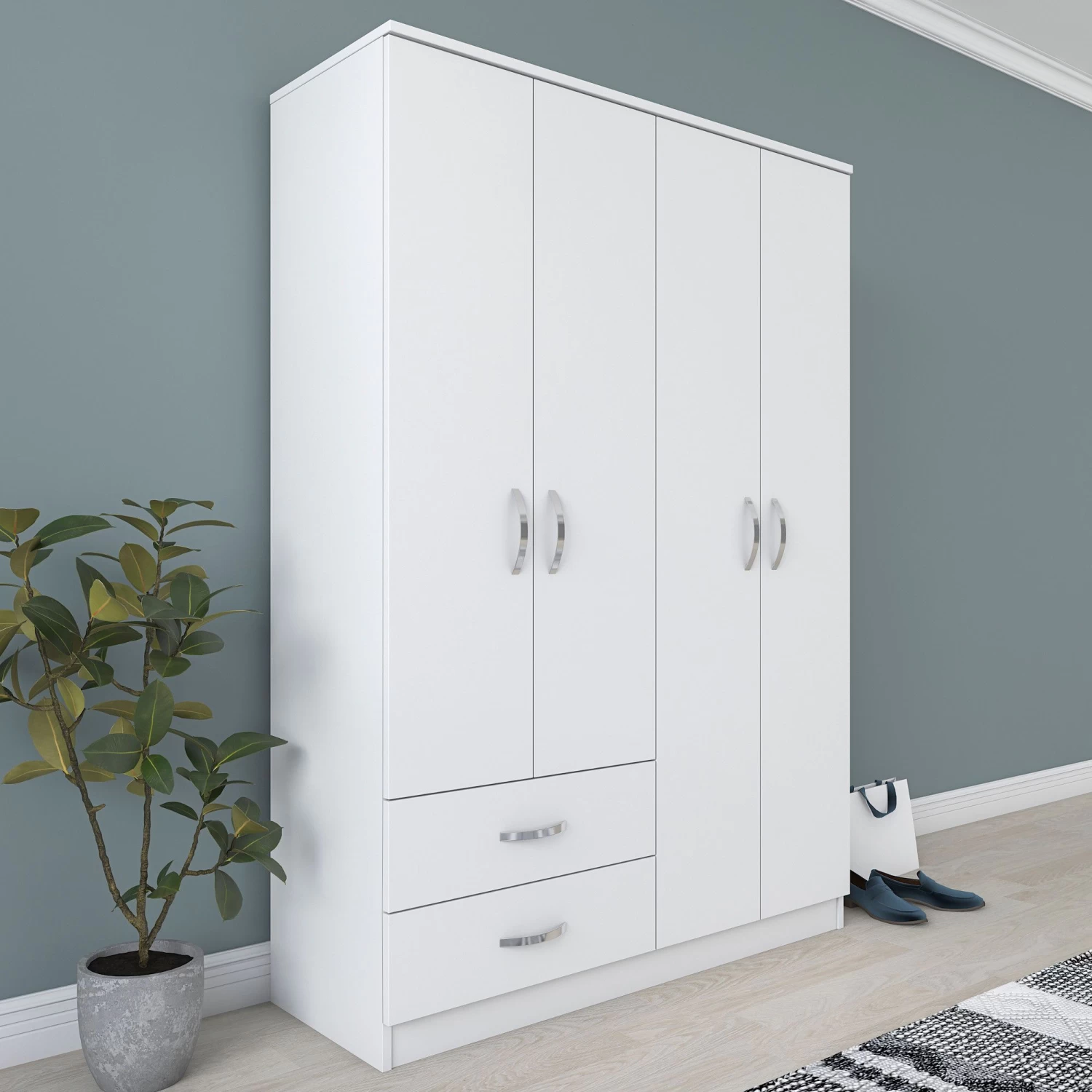 DKK Kledingkast BA101 - 1853 Wit 6 DKK Kledingkast BA101 - 1853 Wit - Afbeelding 4