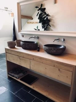 Badkamermeubel Steigerhout Met 2 Lades En Schap