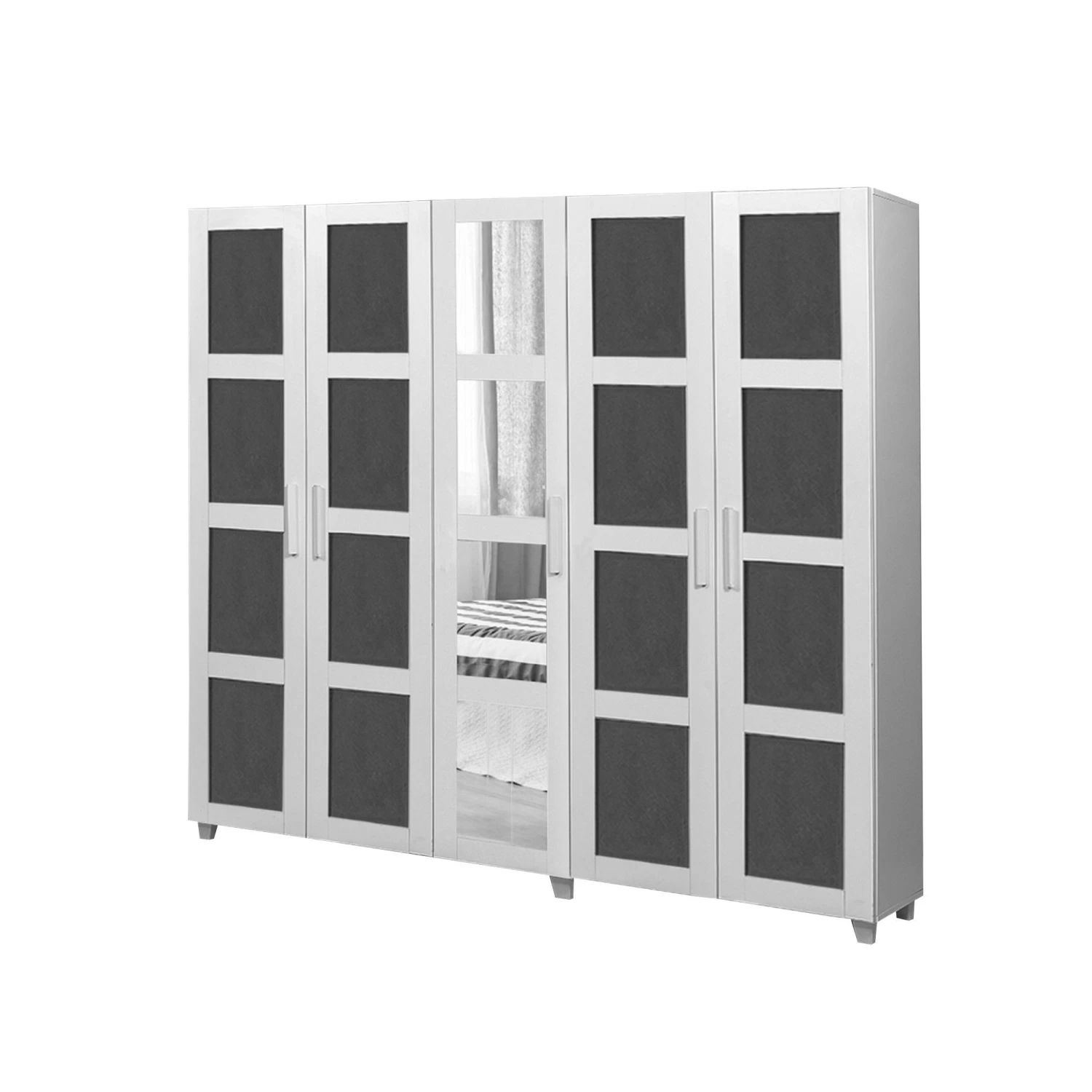 DKK Kledingkast Victoria Wit Antraciet 5 DKK Kledingkast Victoria Wit Antraciet - Afbeelding 3