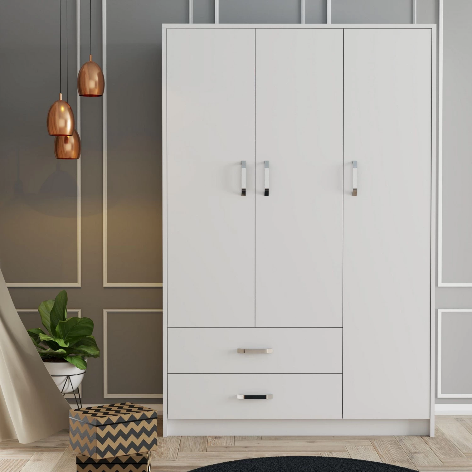 DKK Kledingkast Grande 3512 Wit 4 DKK Kledingkast Grande 3512 Wit - Afbeelding 2