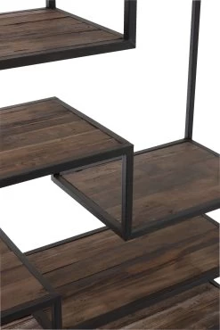 Rek 6 Schappen Metaal/Hout Bruin/Zwart -Meubelserie Winkel 49c4bec0f1ed24a73b9d8cea8fec22236ff5acb20282ff5e83f2176c2b484bea