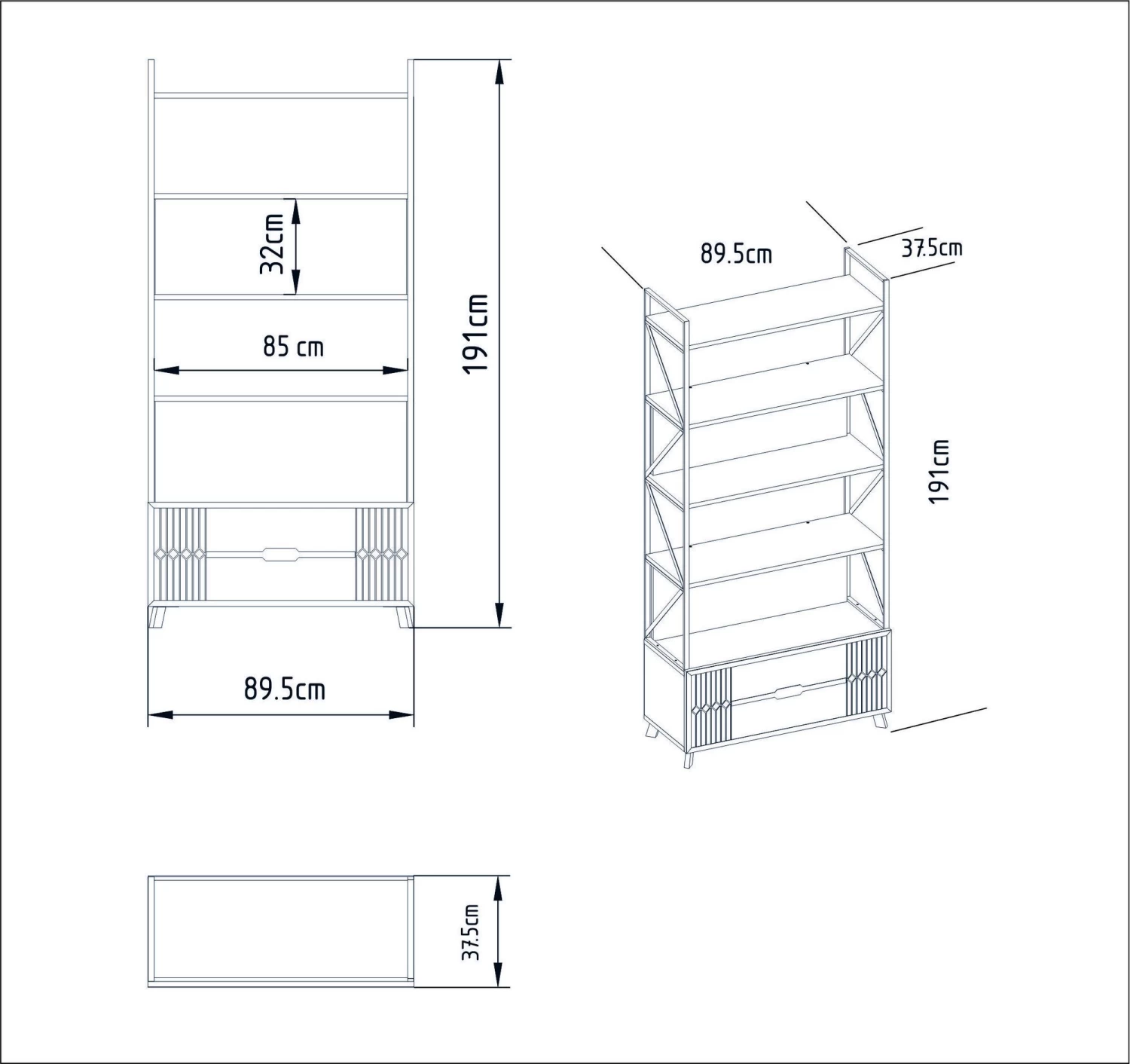 DKK Boekenkast Frida Wit 10 DKK Boekenkast Frida Wit - Afbeelding 8
