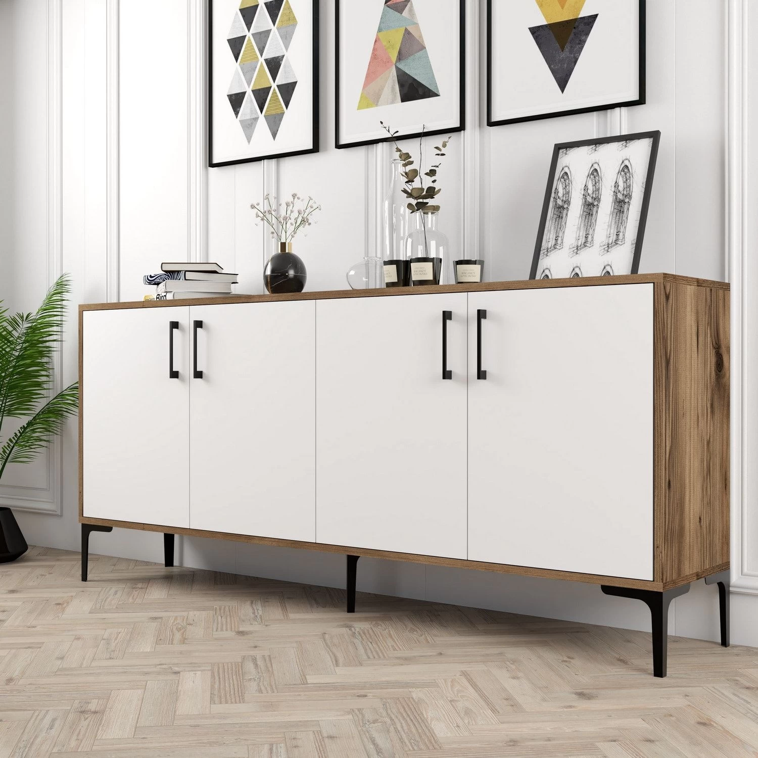 DKK Dressoir Kiev Walnoot Wit 5 DKK Dressoir Kiev Walnoot Wit - Afbeelding 3