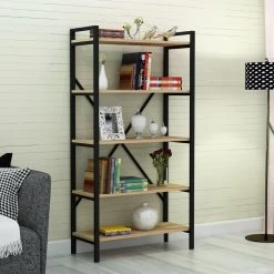 DKK Boekenkast Athena 5 Rafli Geniş Metal KitaplikDen Groen Zwart -Meubelserie Winkel 570vlt1103 2