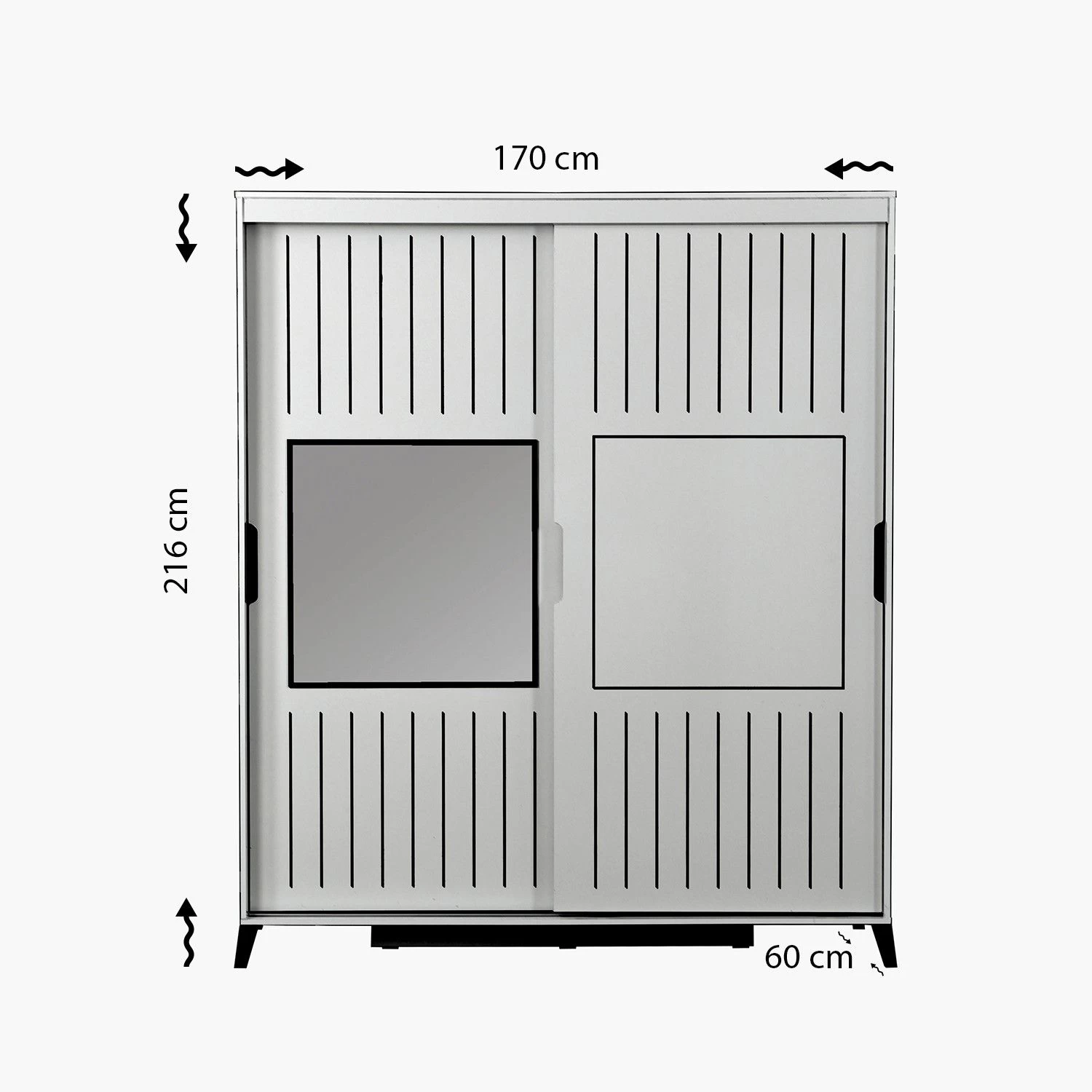 DKK Kledingkast Pasific Home Fuga - 170 Glimmend Wit 9 DKK Kledingkast Pasific Home Fuga - 170 Glimmend Wit - Afbeelding 7