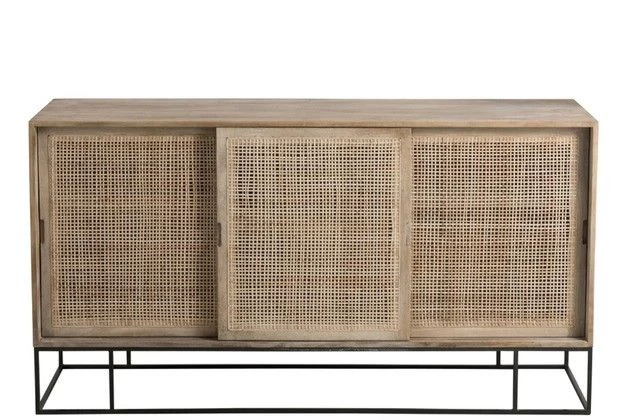 Kast 3 Schuifdeuren Geweven Riet Mangohout Naturel 10 Kast 3 Schuifdeuren Geweven Riet Mangohout Naturel - Afbeelding 8