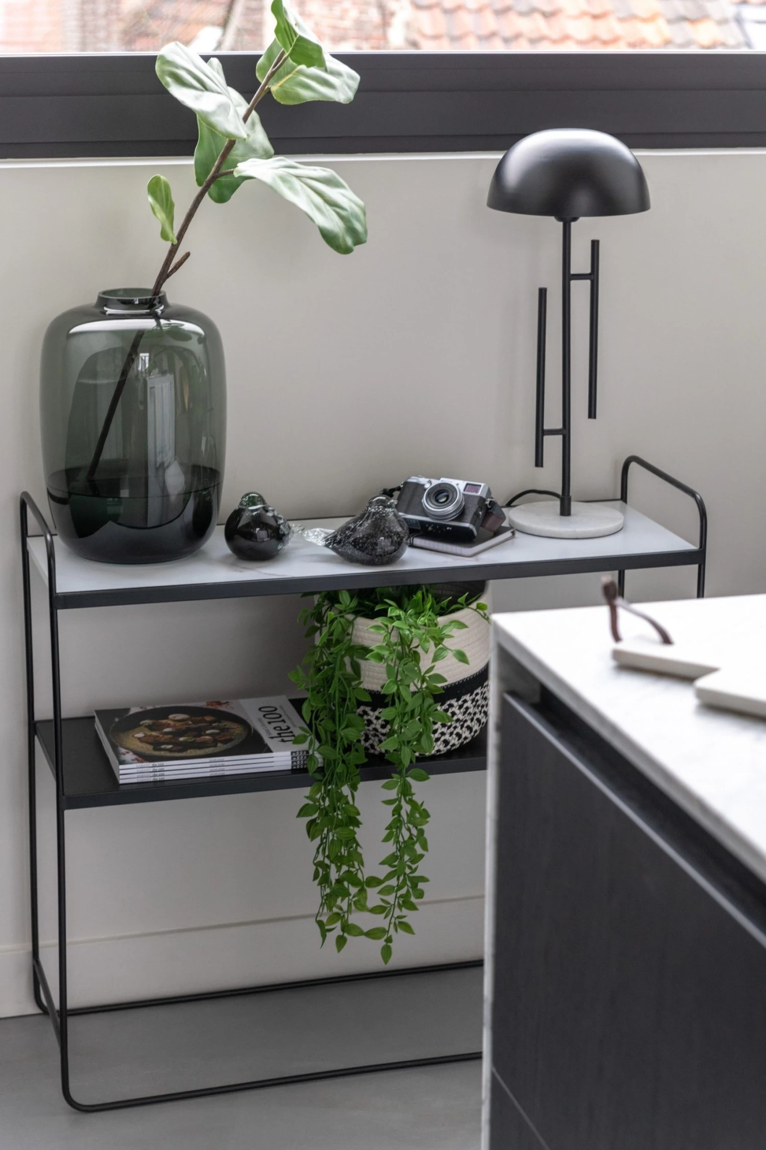 Dressoir Marmer 2 Planken Staal Zwart 4 Dressoir Marmer 2 Planken Staal Zwart - Afbeelding 2