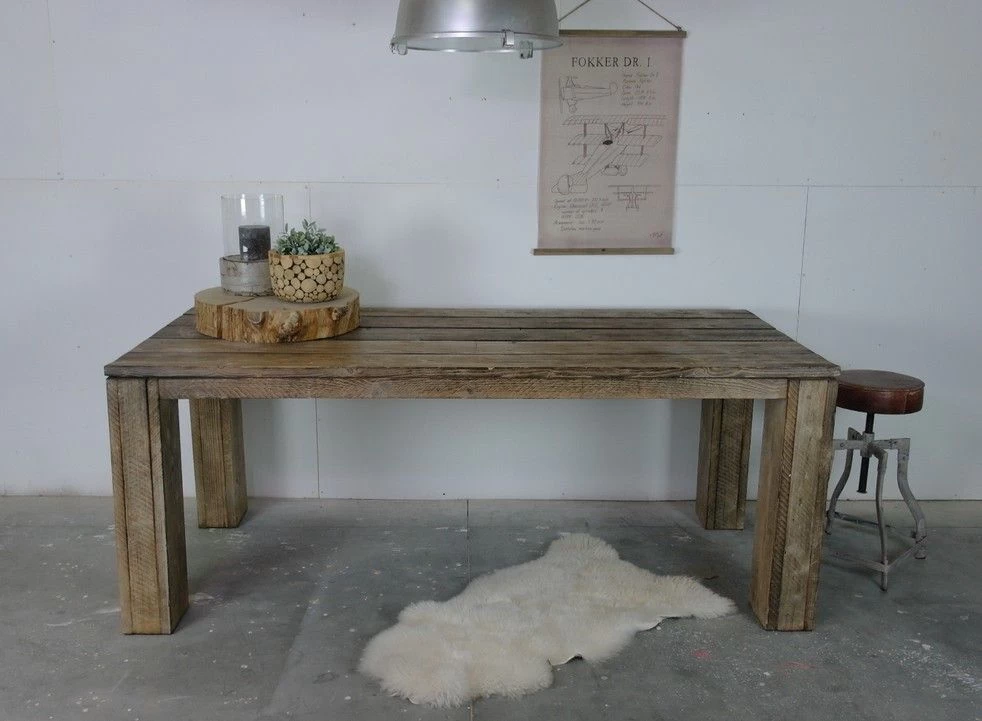 Steigerhouten Eettafel Blokpoot 3 Steigerhouten Eettafel Blokpoot