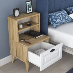 DKK Nachtkastje BD105 - 1917 Walnoot Wit -Meubelserie Winkel 711bd23cbcfb1a2fd64c9859aa578dda55e63771f29552852f14951081218f19