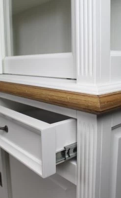 Vitrinekast Provence - Wit/naturel Eiken - 180 Cm -Meubelserie Winkel 737x1200