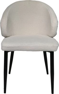 Eetkamerstoel Yuna - Creme - Teddy/metaal - Set Van 2