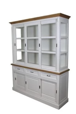 Vitrinekast Provence - Wit/naturel Eiken - 180 Cm -Meubelserie Winkel 799x1200 1