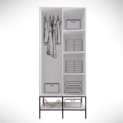 DKK Kledingkast Martin 2 Wit Zwart Goud -Meubelserie Winkel 95234f4ee794fdd651e71e12534e515627563eb54b024cca70412a3868b874ad