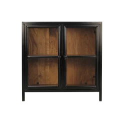 Vitrinekast Kingston - Naturel/zwart - Acacia/ijzer/glas - 90x40x90 Cm -Meubelserie Winkel 9cb1 85b4 49de 9043 cfdcd3de5440
