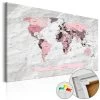 Afbeelding Op Kurk - Pink Continents [Cork Map] -Meubelserie Winkel MNL Pinnwand410 MP 1