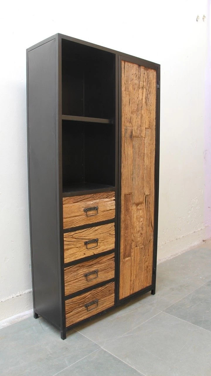 Cabinet Kast Sleeperwood En Staal 4 Cabinet Kast Sleeperwood En Staal - Afbeelding 2