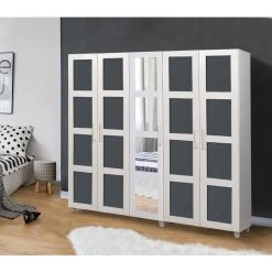 DKK Kledingkast Victoria Wit Antraciet