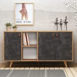 DKK Dressoir Planky Eiken Donker Beton