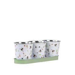 Drie Potjes Op Tray Met Bijenprint -Meubelserie Winkel bee035 08