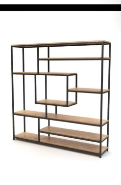 Boekenkast Industrieel Mangohout Kast 200x35x200 Cm Naturel