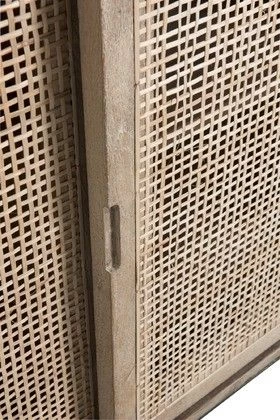 Kast 3 Schuifdeuren Geweven Riet Mangohout Naturel 4 Kast 3 Schuifdeuren Geweven Riet Mangohout Naturel - Afbeelding 2