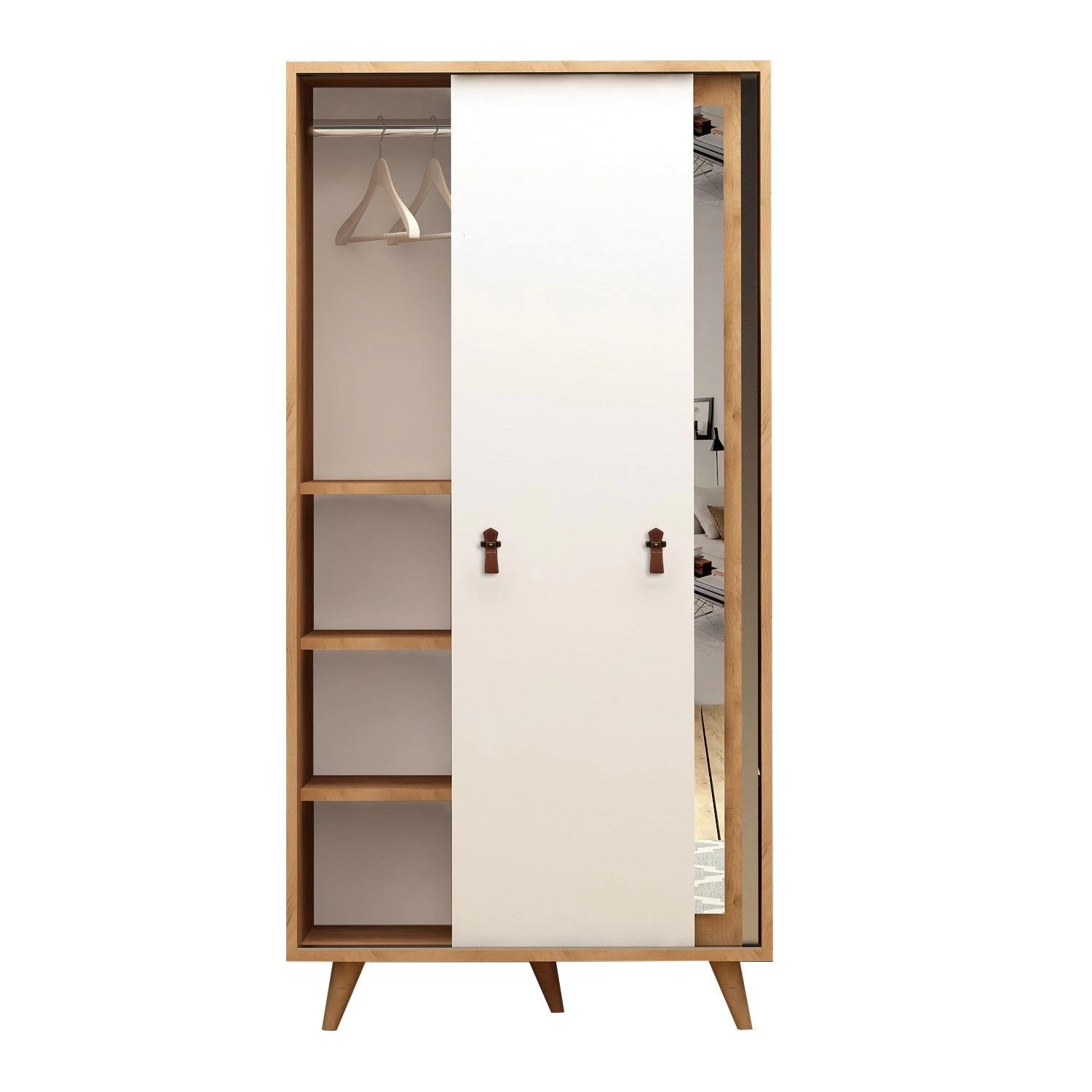 DKK Kledingkast Yahha Eiken Wit 6 DKK Kledingkast Yahha Eiken Wit - Afbeelding 4