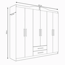 DKK Kledingkast Lara 6 Kapak 2 Cekmeceli Gardirop Wit Walnoot -Meubelserie Winkel cd083d526710faf862a21f6e75d3a0b3872c3051dc407f2f20f686f16772d0ee