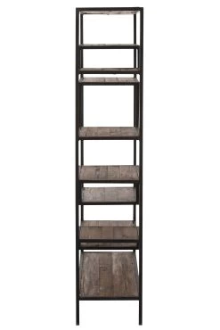 Rek 6 Schappen Metaal/Hout Bruin/Zwart -Meubelserie Winkel cf23c27955c526d35a7ce29d2f7d89d3321ae3ca6559e511e262240e7c6f9bf8