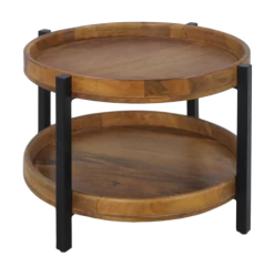 Salontafel Hudson - 56x56 Cm - Mangohout/ijzer