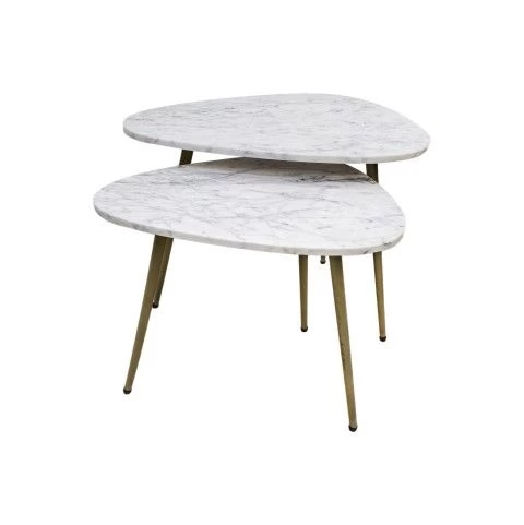 Salontafel Marseille - 61x44x45/51x36x40 - Wit/goud- Marmer/metaal - Set Van 2 5 Salontafel Marseille - 61x44x45/51x36x40 - Wit/goud- Marmer/metaal - Set Van 2 - Afbeelding 3