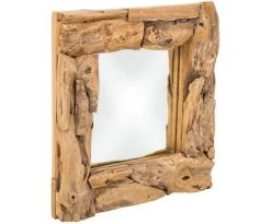 Wandspiegel - 50x50 Cm - Teak Wortelhout -Meubelserie Winkel de kisten koning 107857 2