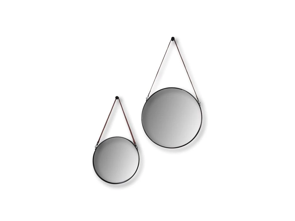 Ronde Wandspiegel Met Riem - ø45 Cm - Zwart/bruin 6 Ronde Wandspiegel Met Riem - ø45 Cm - Zwart/bruin - Afbeelding 4