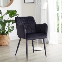 Eetkamerstoel Velvet Fluweel Rose - Velvet Zwart -Meubelserie Winkel de kisten koning 107982 2