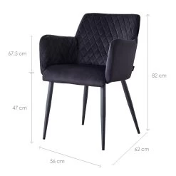 Eetkamerstoel Velvet Fluweel Rose - Velvet Zwart -Meubelserie Winkel de kisten koning 107982 3