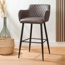 Barkruk Lederlook Kunstleer Metaal 75 Cm Rose