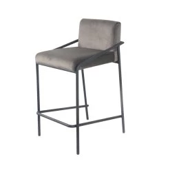 Barkruk Velvet Fluweel Metaal 65 Cm LEV Grijs