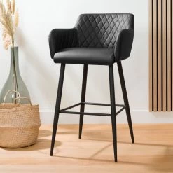 Barkruk Lederlook Kunstleer Metaal 75 Cm Rose