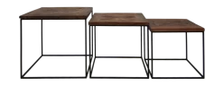 Salontafelset Austin - Gerecycled Javahout/ijzer - Set Van 3