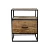 Nachtkastje - 45x35x55 - Bruin/zwart - Mangohout/Metaal