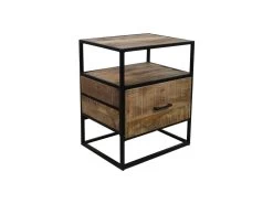 Nachtkastje - 45x35x55 - Bruin/zwart - Mangohout/Metaal -Meubelserie Winkel de kisten koning 108163 2