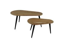 Salontafels Zurich - 95x52x46 - Naturel/zwart - Acaciahout/ijzer - Set Van 2 -Meubelserie Winkel de kisten koning 108169 3