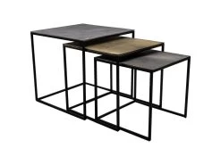 Salontafel Fletcher Vierkant - 48x48x45 - Zilver/Goud/Grijs - Aluminium/Ijzer